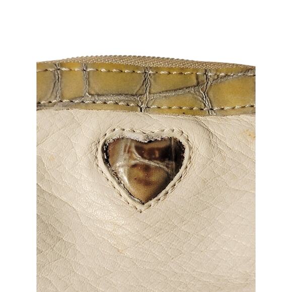 Brighton Heart Coin Change Wallet Leather Cream Gold Zipper - Picture 3 of 10
